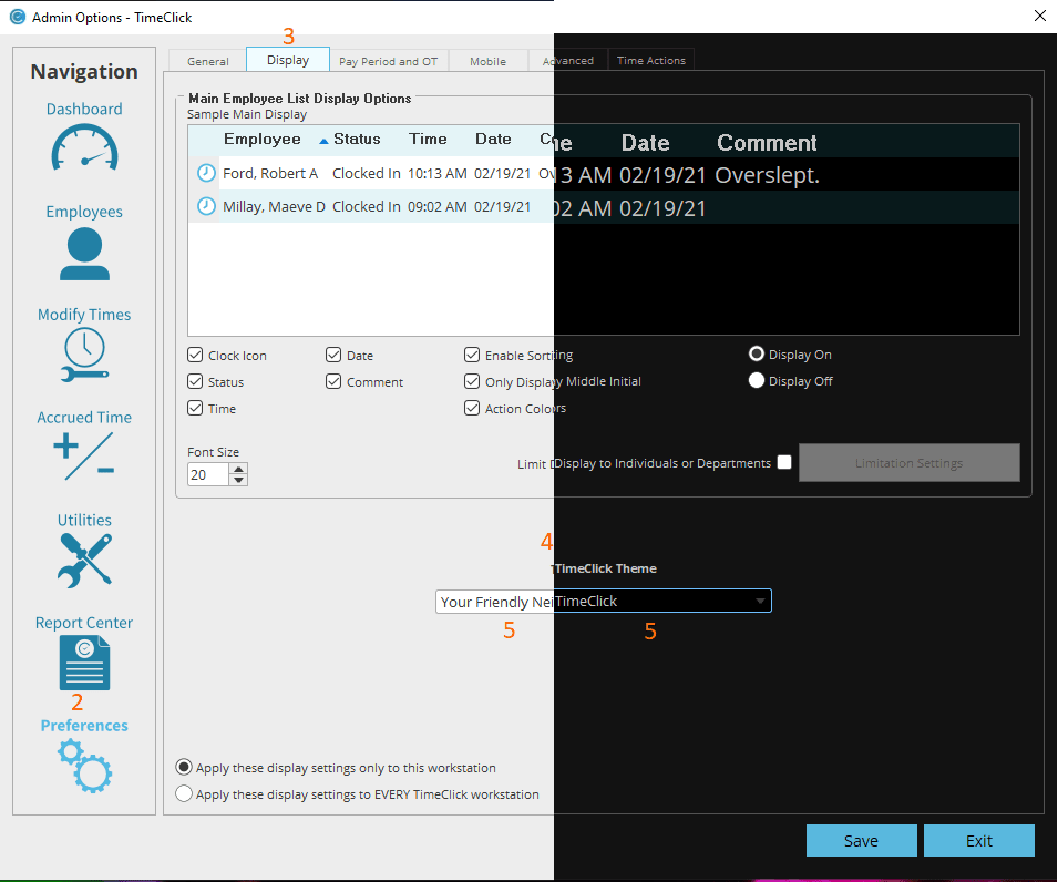 Light and Dark Theme of TimeClick Time Tracking Software